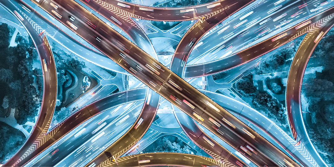 Aerial view of a highway network