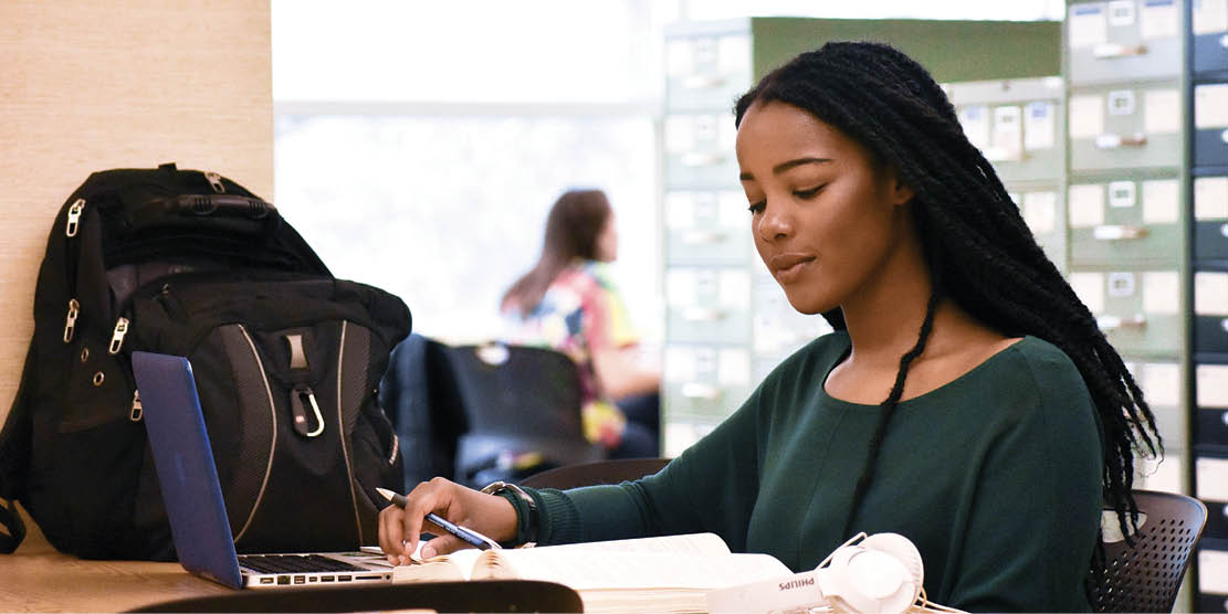 Student studies in MSU main library