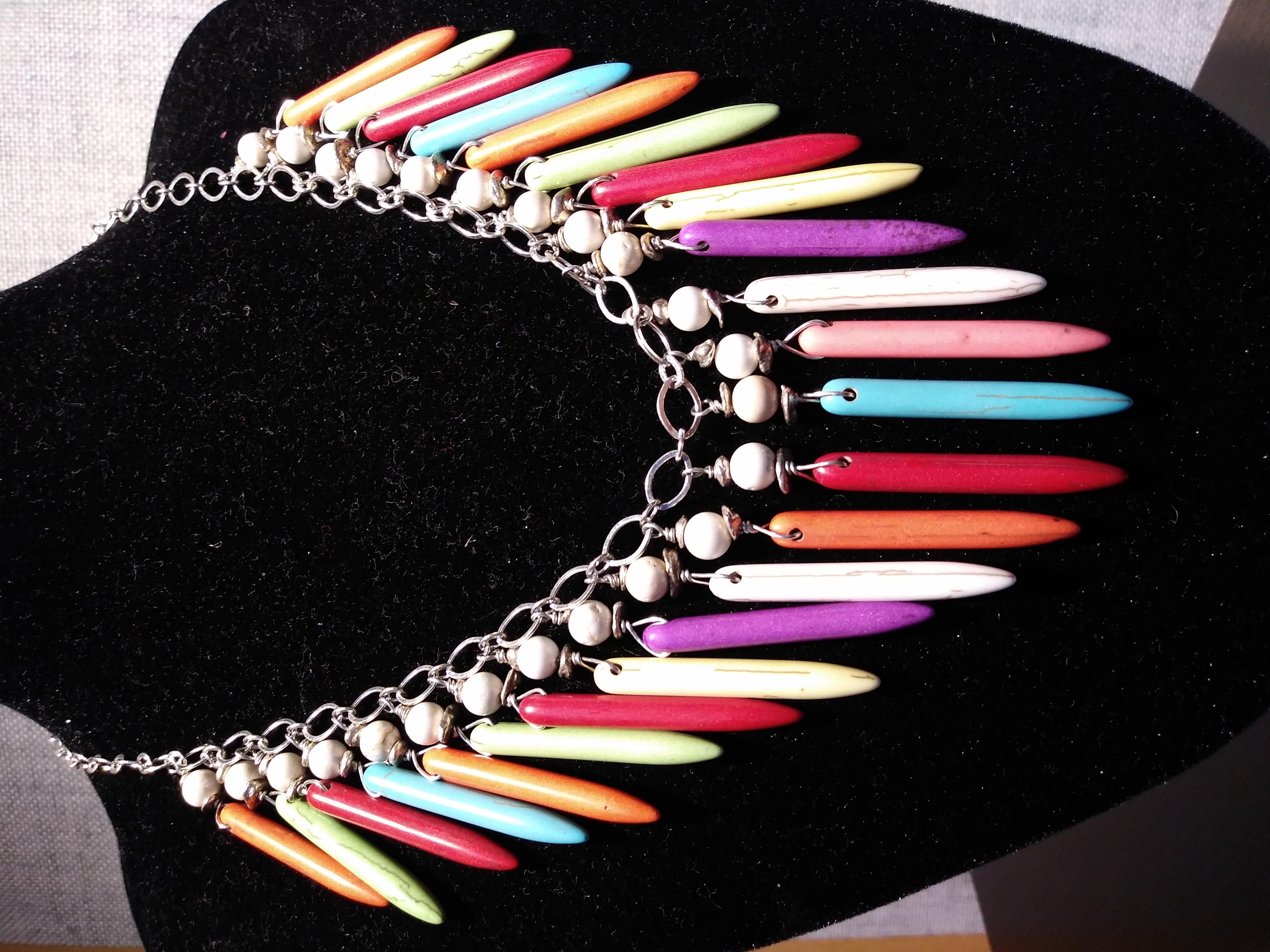 Pink and Lime Green Magnesite Necklace