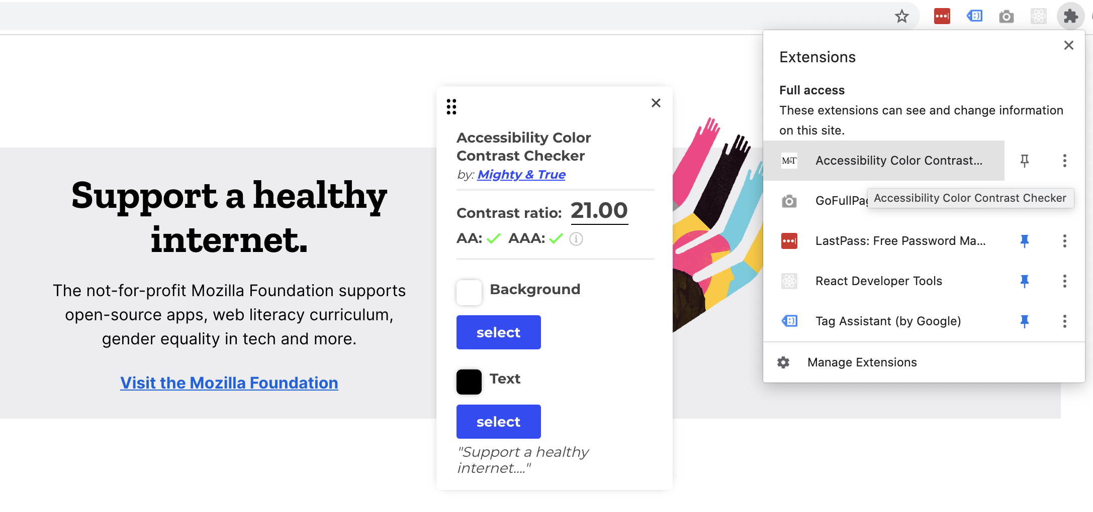 Accessibility Color Contrast Checker screenshot