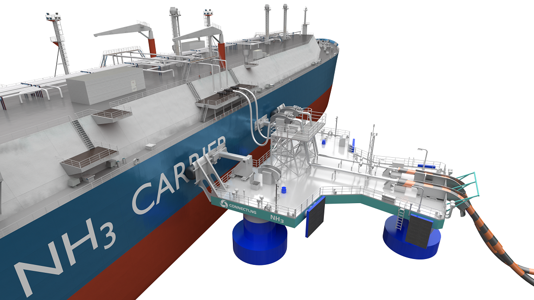 ammonia carrier ship and floating transfer system