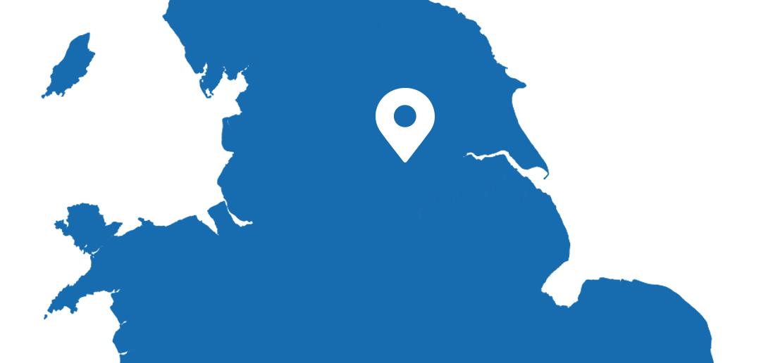 UK Map depicting a marker on Barnsley, Yorkshire