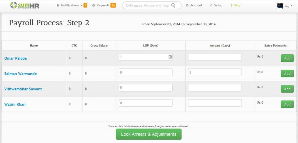 sumHR Payroll Process Step 2