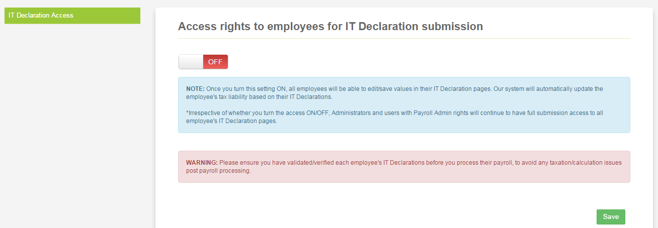 IT Declaration access for employees