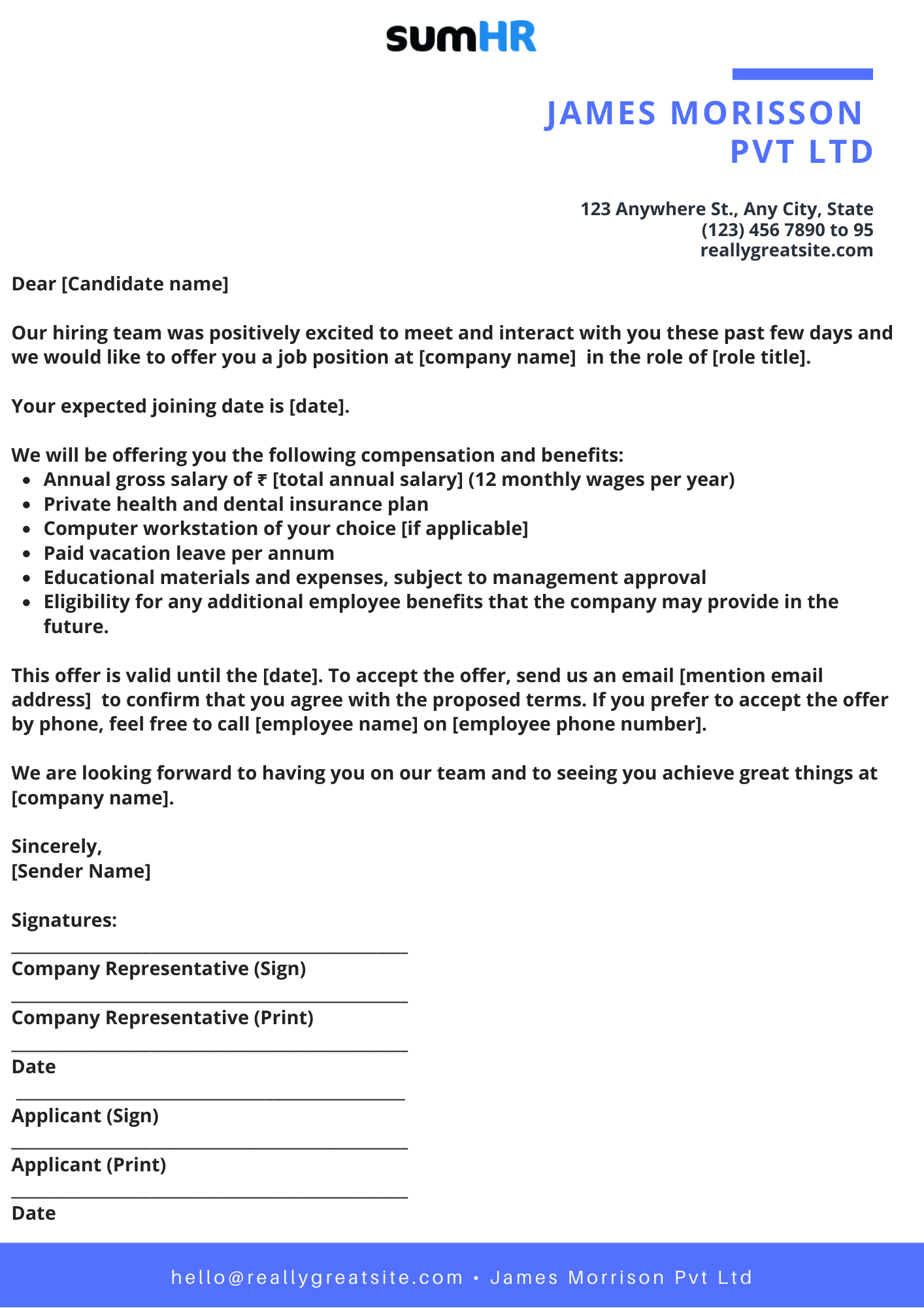 Workable Job Offer Template