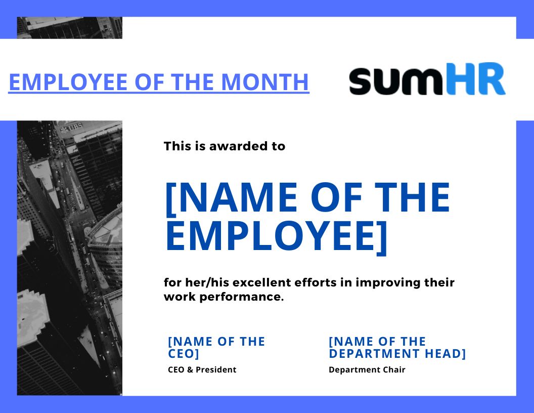 Employee Of The Month Certificate