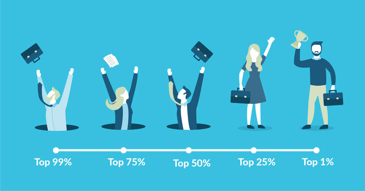Illustration of people jumping.