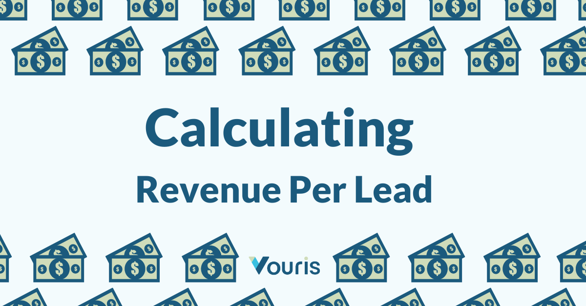 Money with text saying "Calculating Revenue per lead"