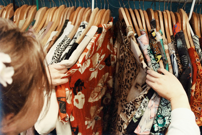 A girl shopping for new clothes