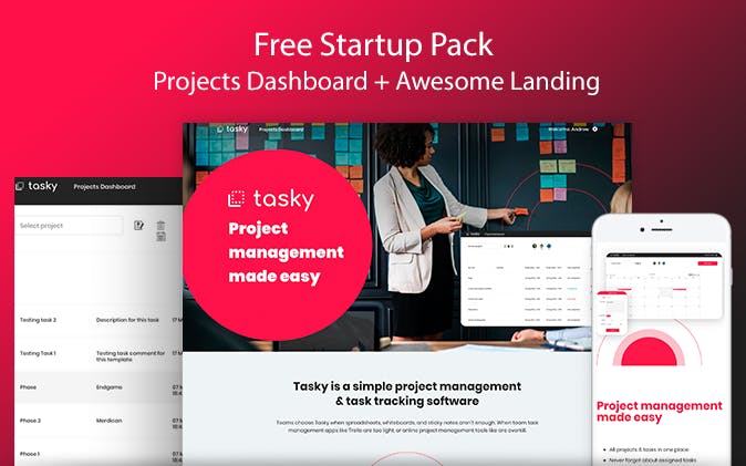 Bubble.io Tasky - Projects + Landing Template