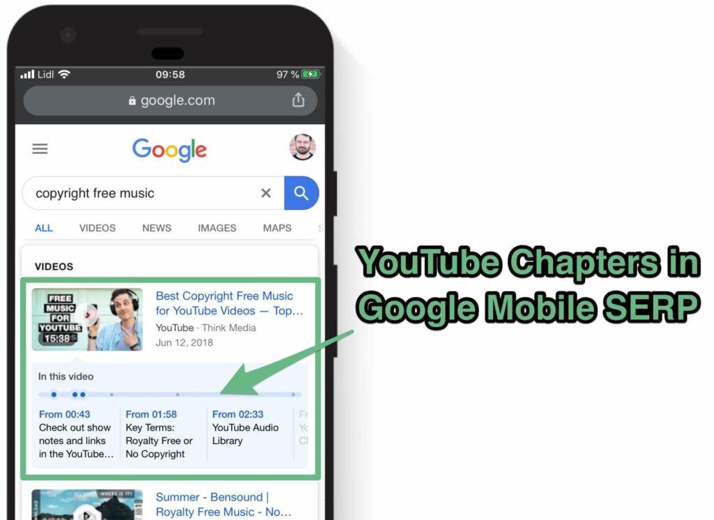 youtube chapters google serp