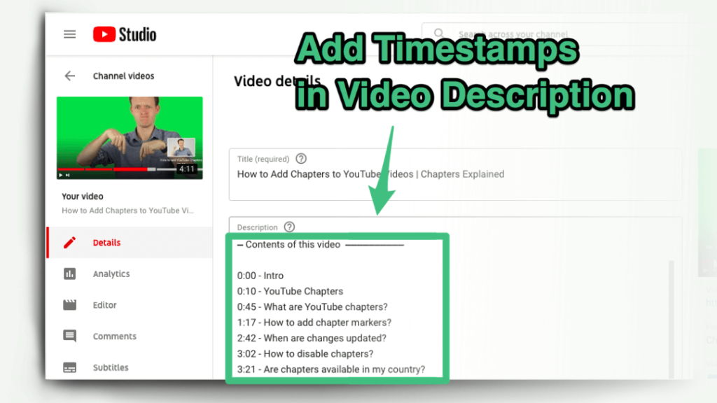 как добавить отметки времени к видео на YouTube