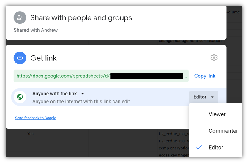 Иллюстративный снимок экрана из файла Google Таблиц