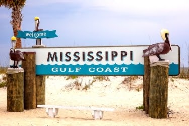 Welcome Sign of Mississippi Gulf Coast beach
