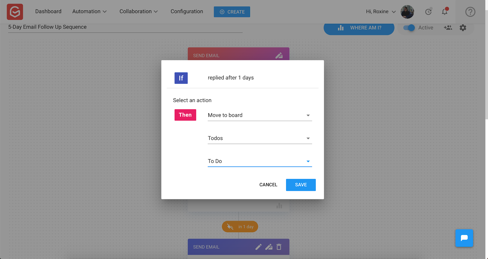 Email Automation: Choose which action happens next.