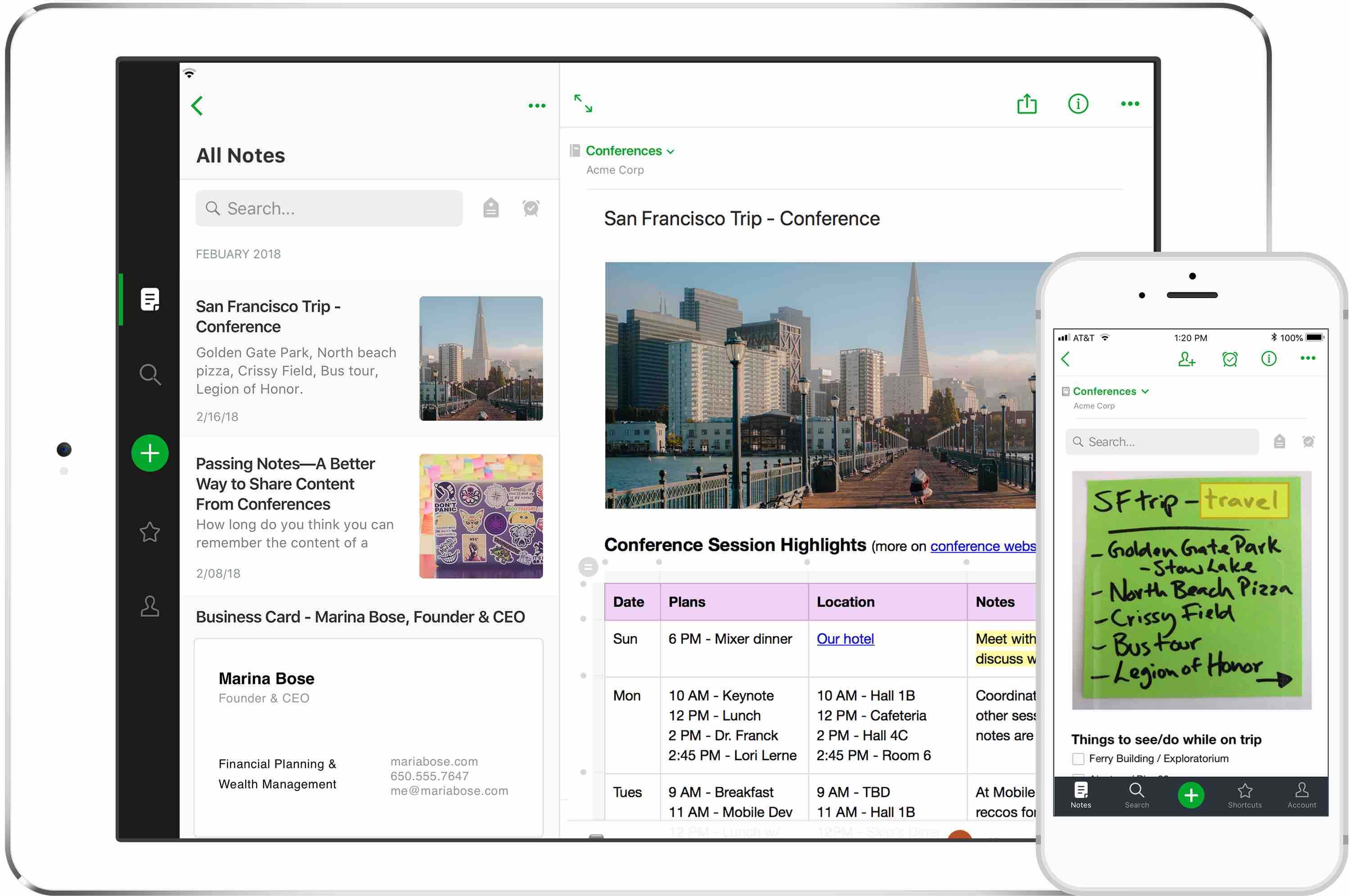 Image of Evernotes, note taking app on web and mobile.