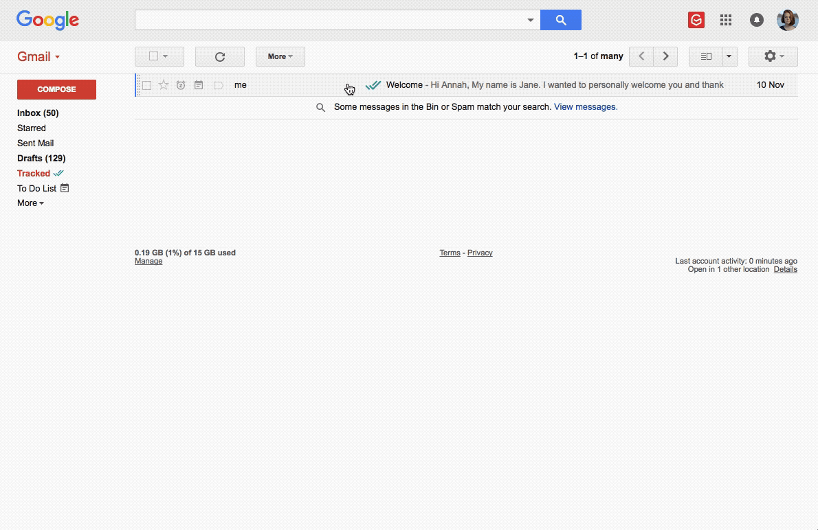 Gmelius Tracked Emails
