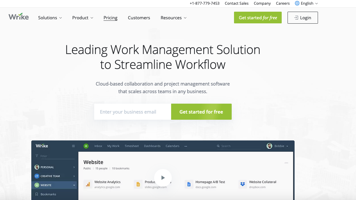 Team collaboration tools: Wrike