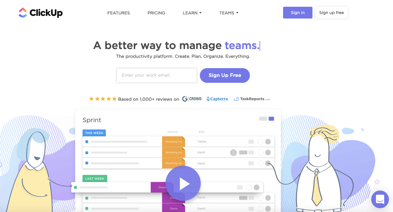 Team collaboration tools: ClickUp