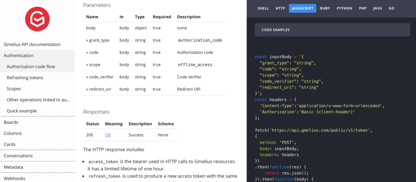 Gmelius API
