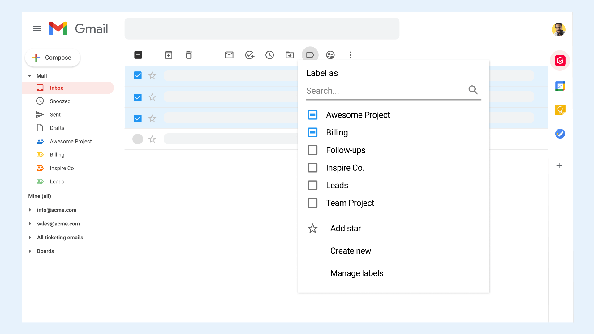 mailbird support for gmail labels