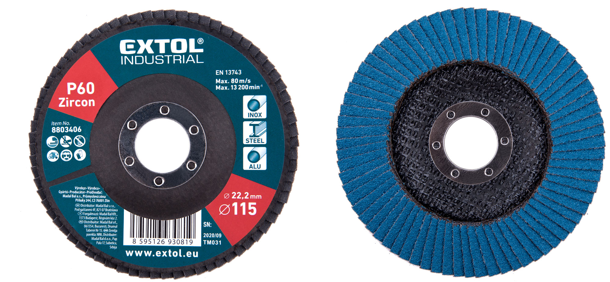 Abrasive flap disc, inclined ,115mm P60, zirconium
