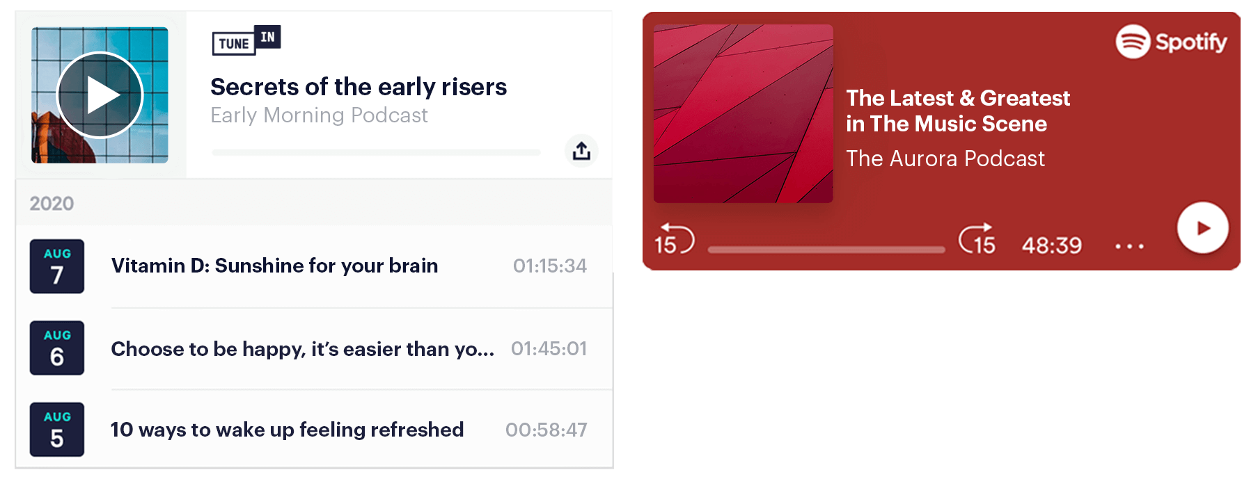solo.to spotify and tunein podcast embed examples