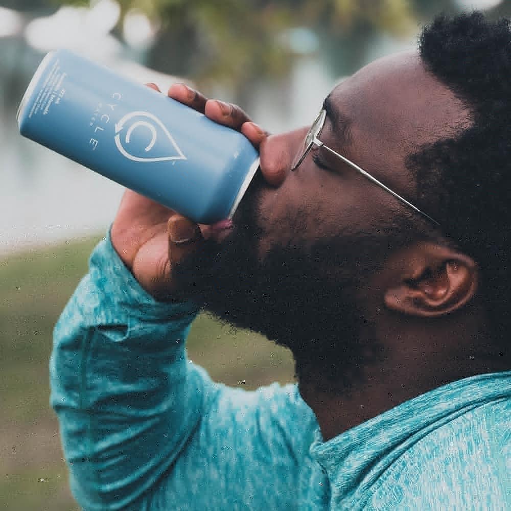 A man drinking cycle water