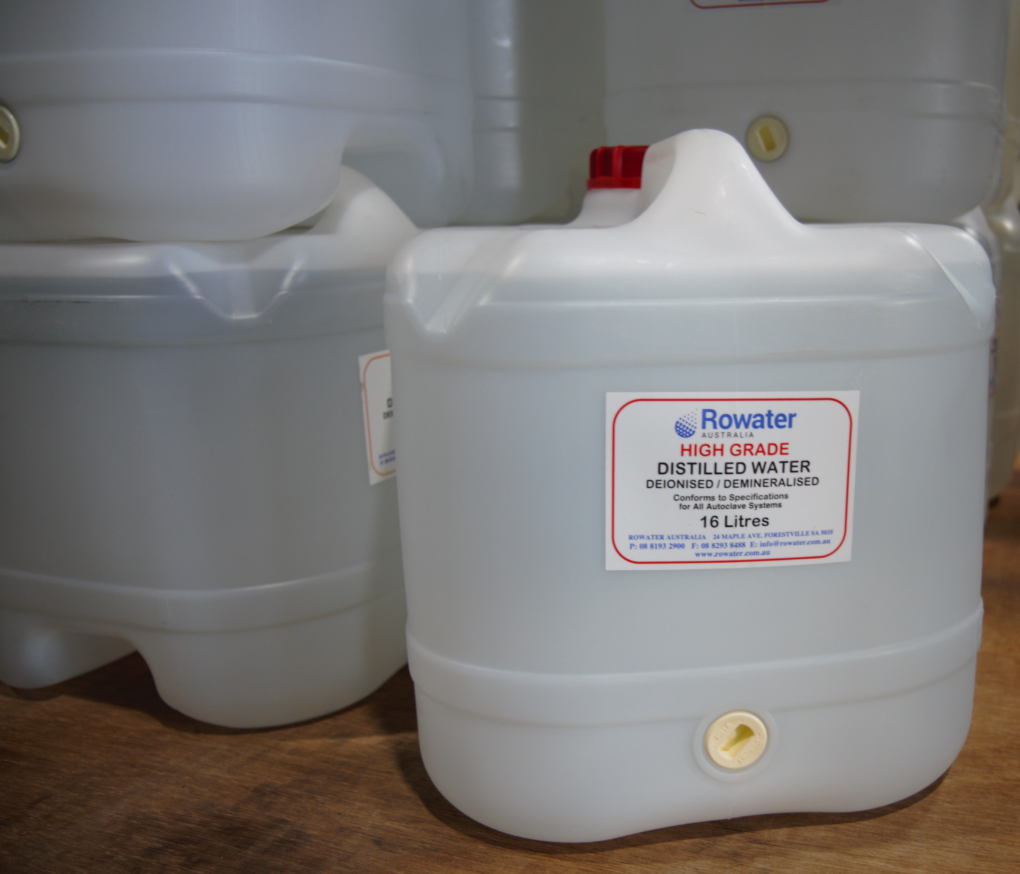 Photo of 16 litre bottles of High Purity water