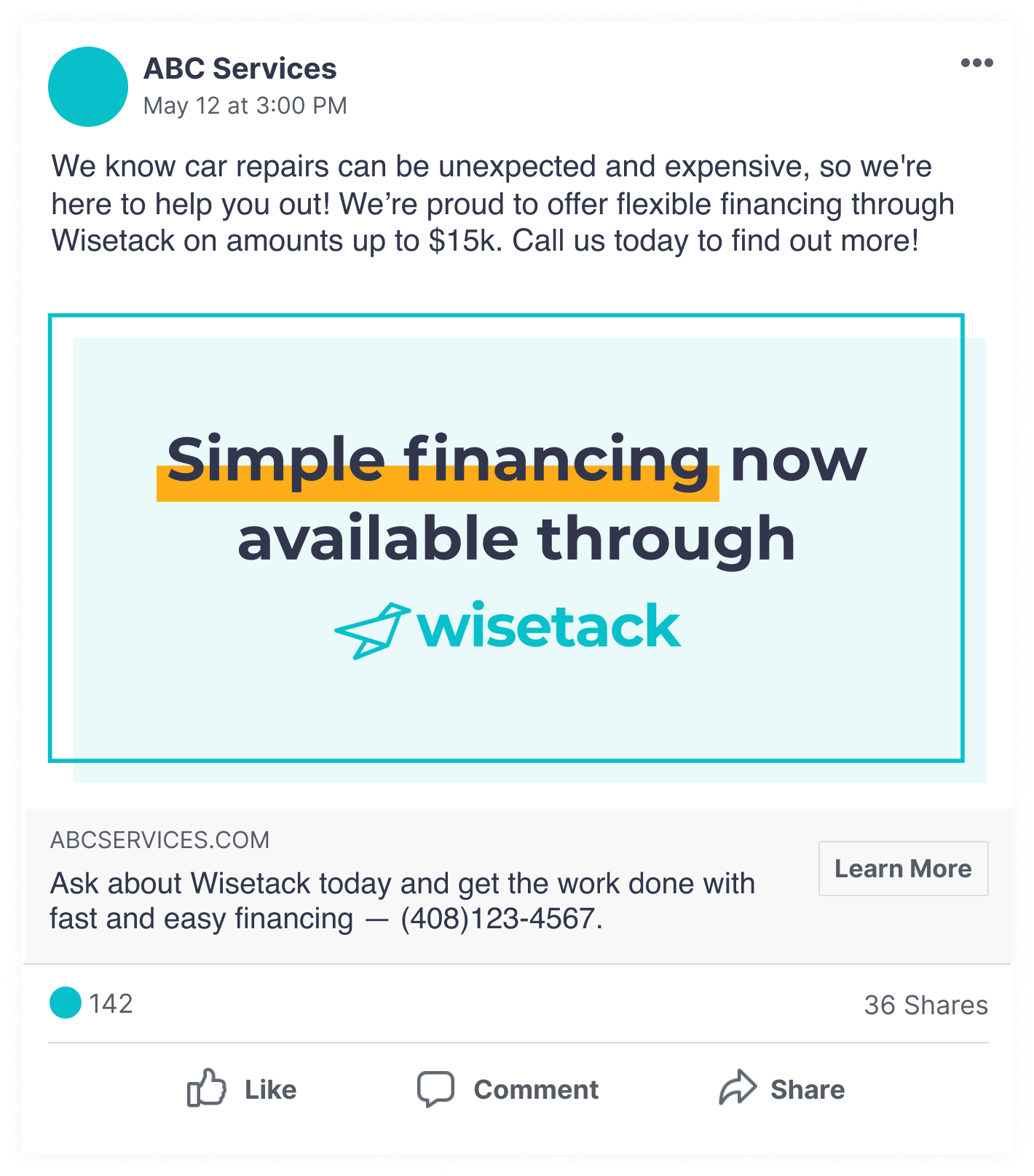 Facebook financing announcement
