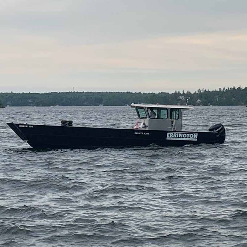 Errington Property Maintenance boat on Stoney Lake