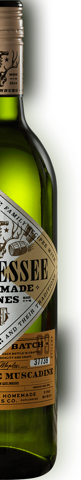 Tennessee Homemade Wines White Muscadine Wine - right half of bottle