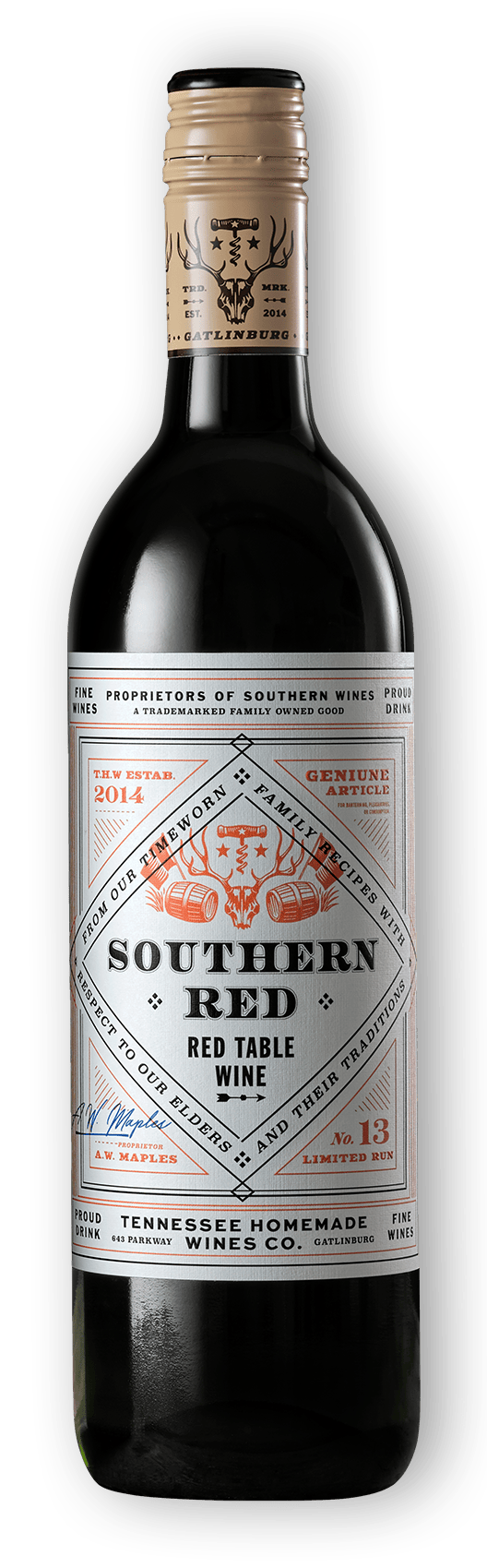 Tennessee Homemade Wines Southern Red Wine - whole bottle