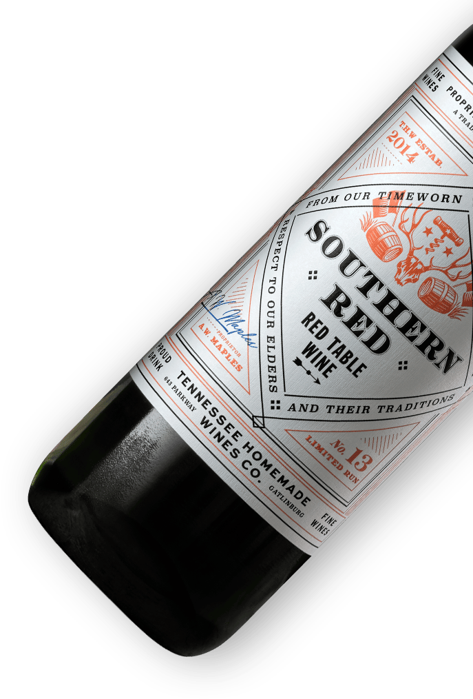 Tennessee Homemade Wines Southern Red Wine - bottom half of bottle