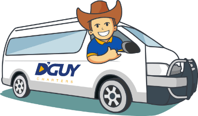 Cartoon of D'Guy in the van