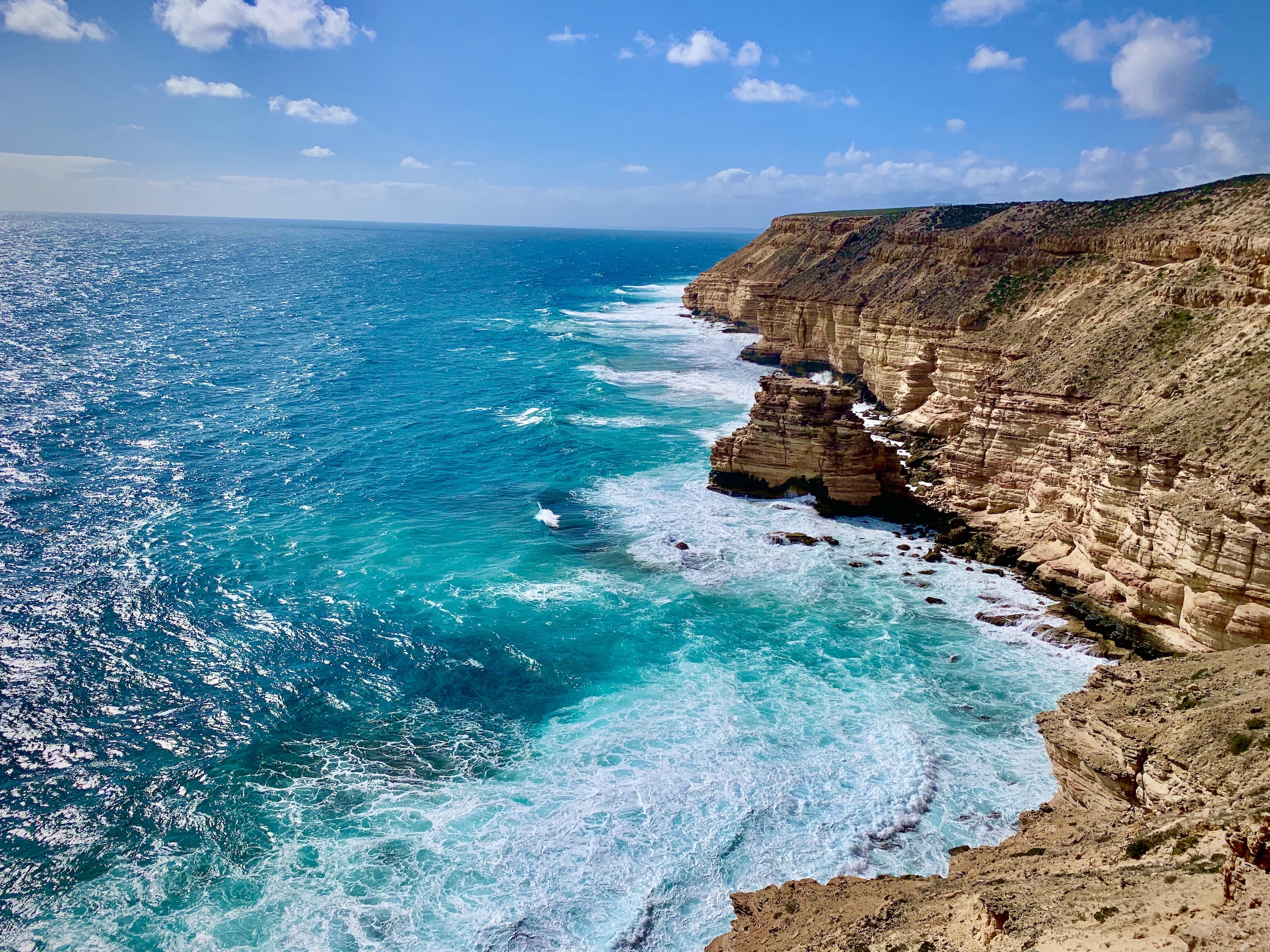 Waves breaking over Kalbarri coastal cliffs