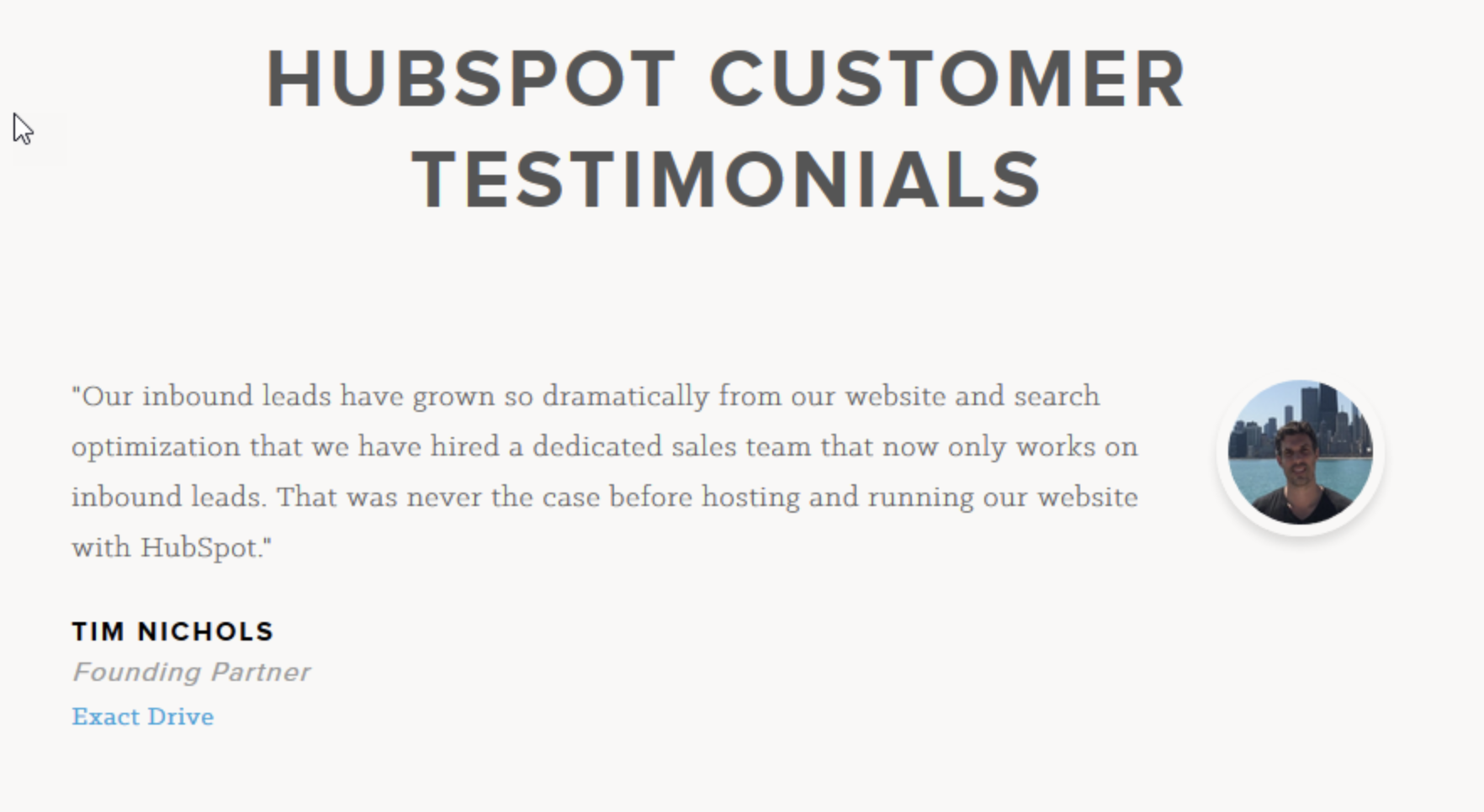 Example of Testimonials