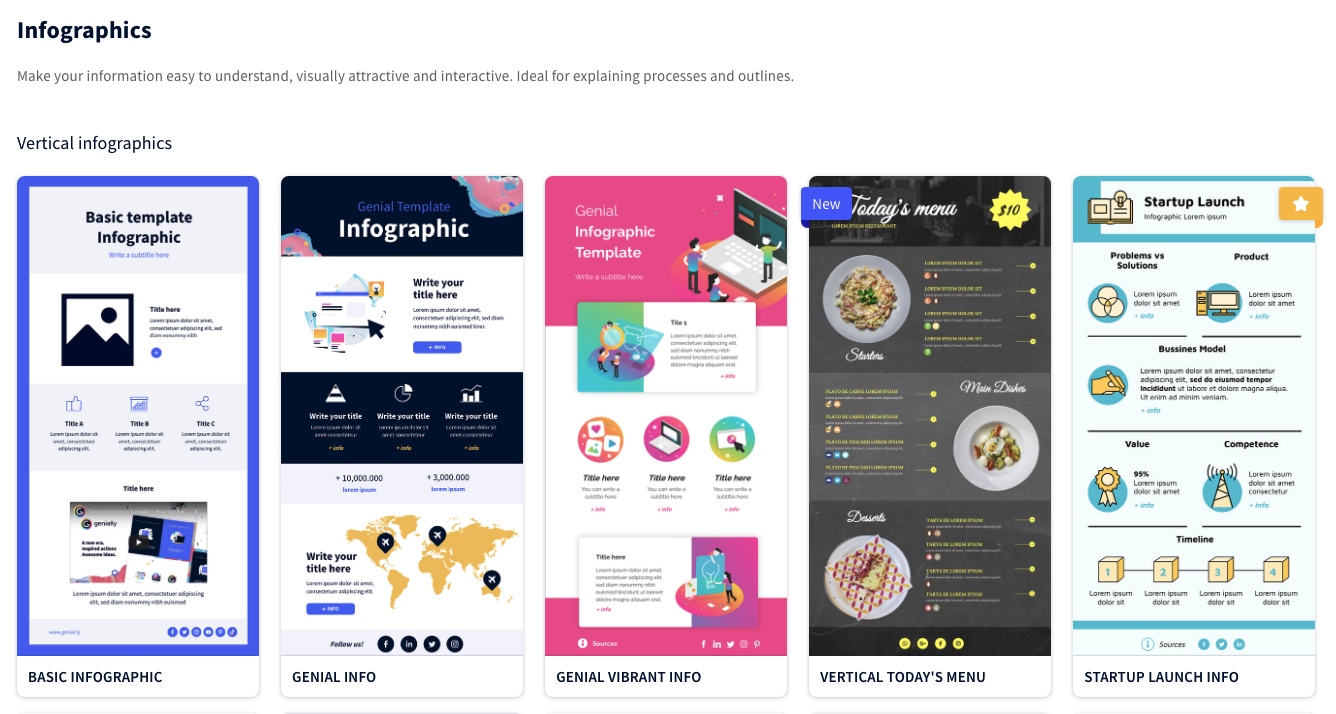 A screenshot of Genial.ly's infographic templates