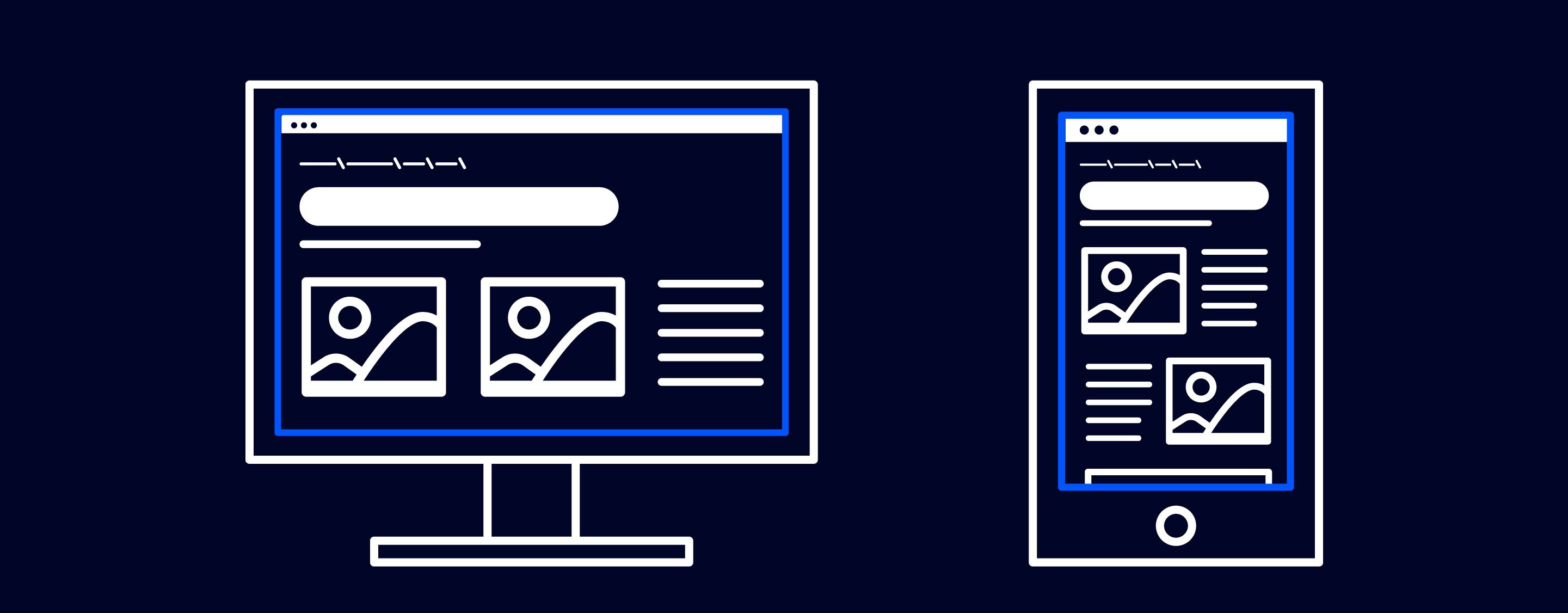 Drawing of a Computer screen and a mobile screen.