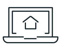 Laptop showing house icon charcoal