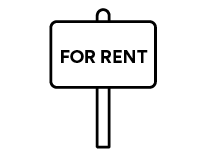 For rent sign icon black