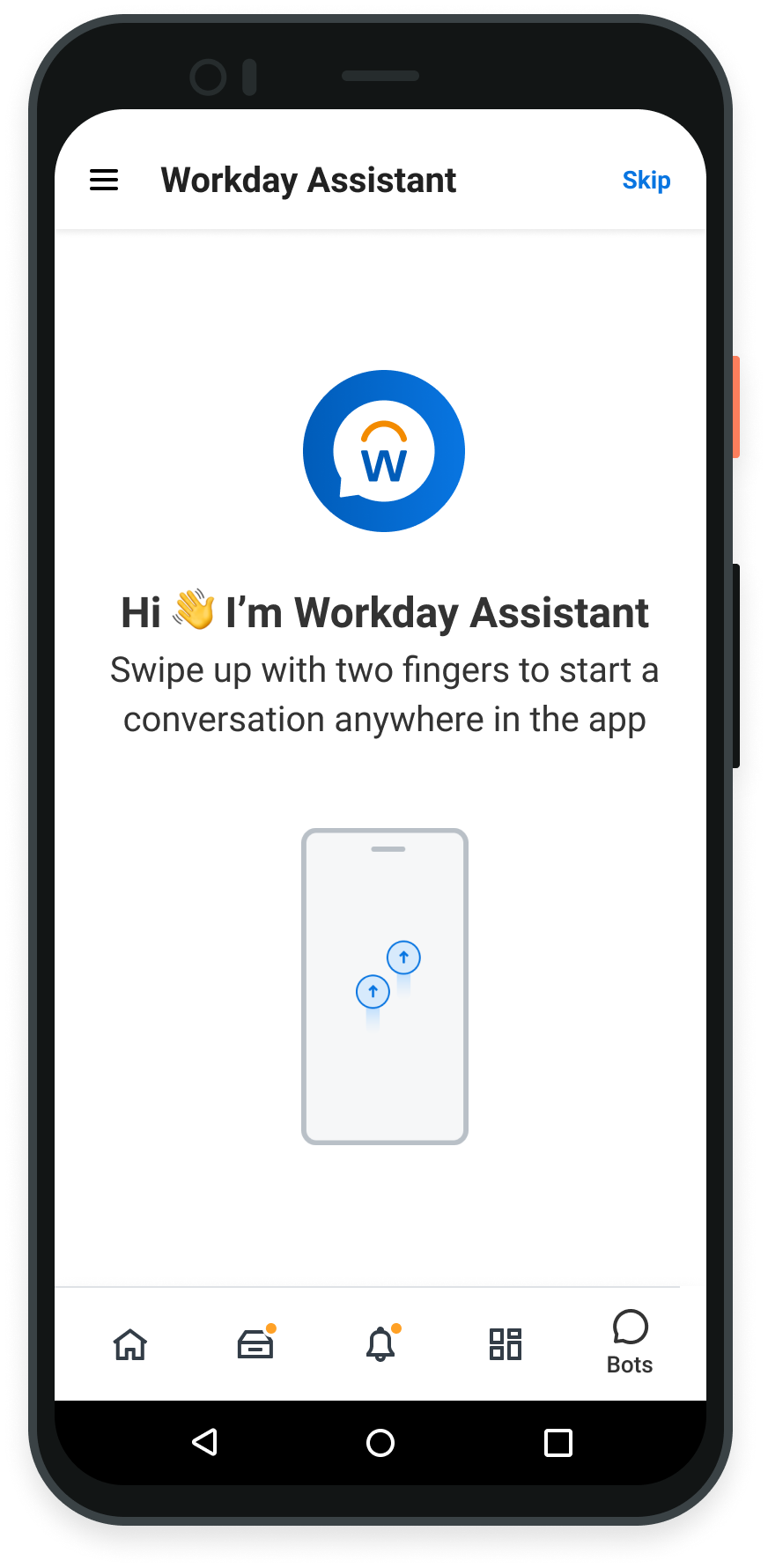 Workday Assistant on a mobile device. 