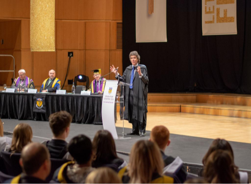 Jim Pettigrew speaking at graduation ceremony