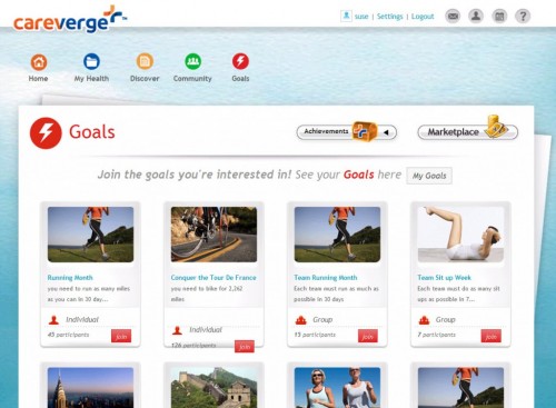 Ziele-Auswahl bei careverge