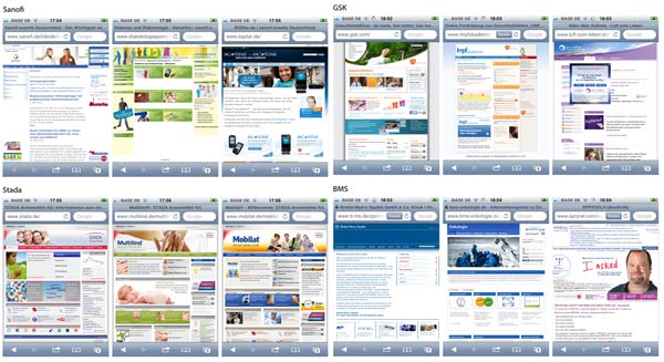 Mobile Pharma Webseiten Übersicht