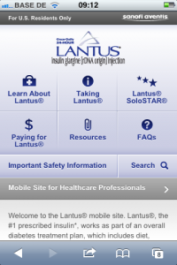 Lantus - Mobile Pharma Webseite