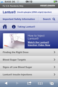 Lantus - Mobile Pharma Webseite - Verabreichung