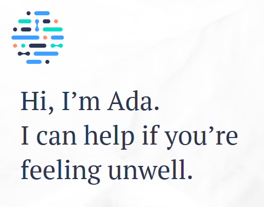 Ada - Begrüßung auf der Startseite – Bildquelle: © 2018 Ada Health