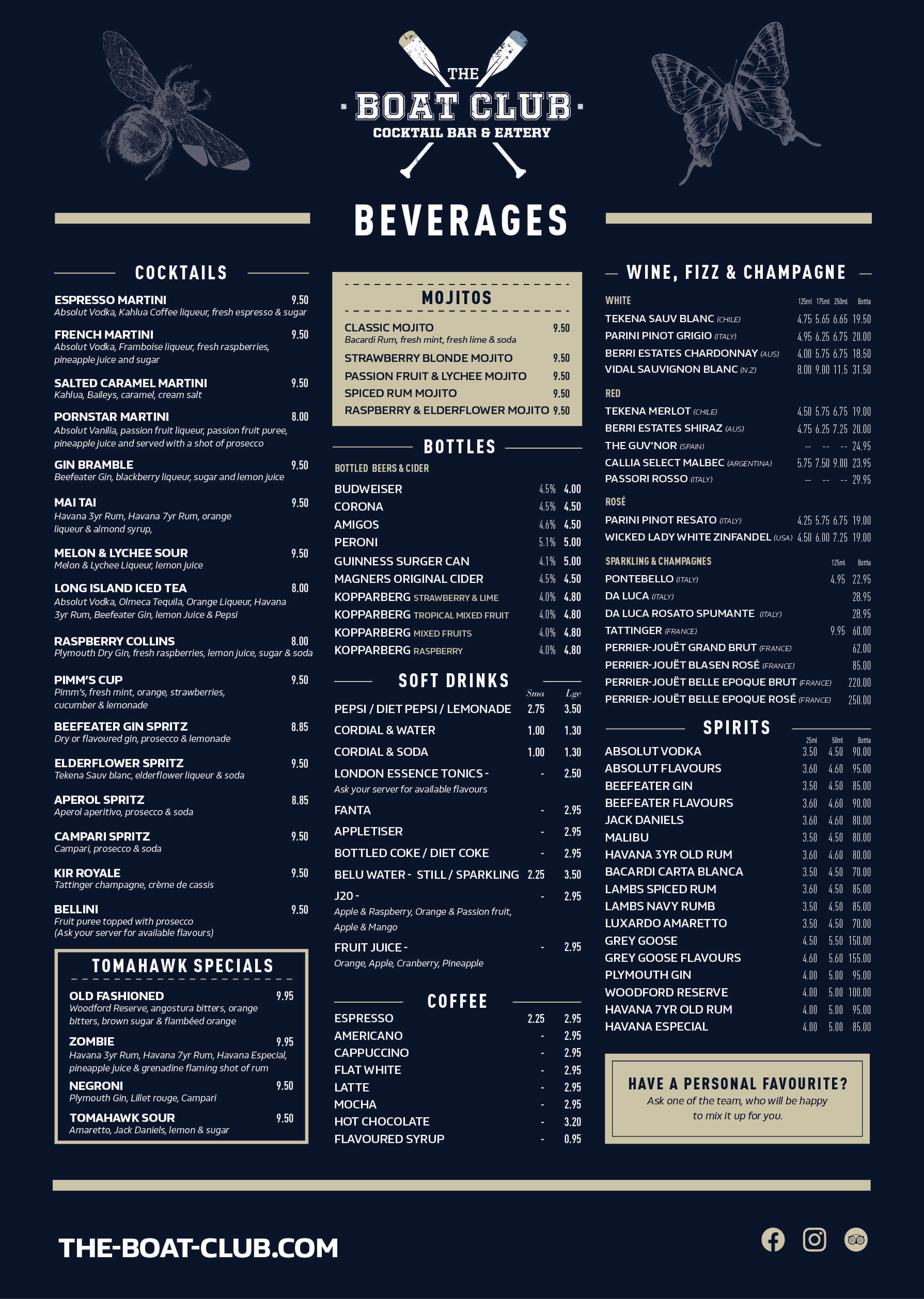 View Menus The Boat Club, Durham Cocktail Bar & Restaurant