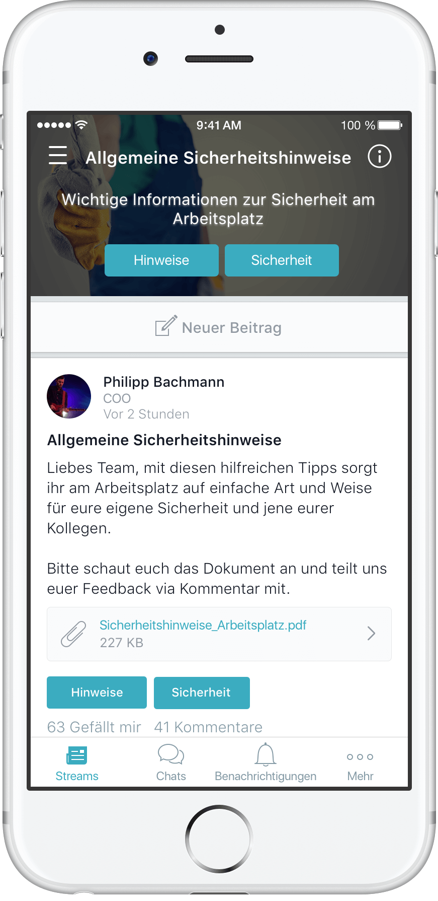 Beekeeper Screen, auf welchem Sicherheitshinweise stehen